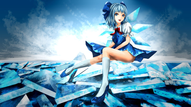 Anime Girl with Blue Hair — Dramatic, Digital Art, Blue Dress