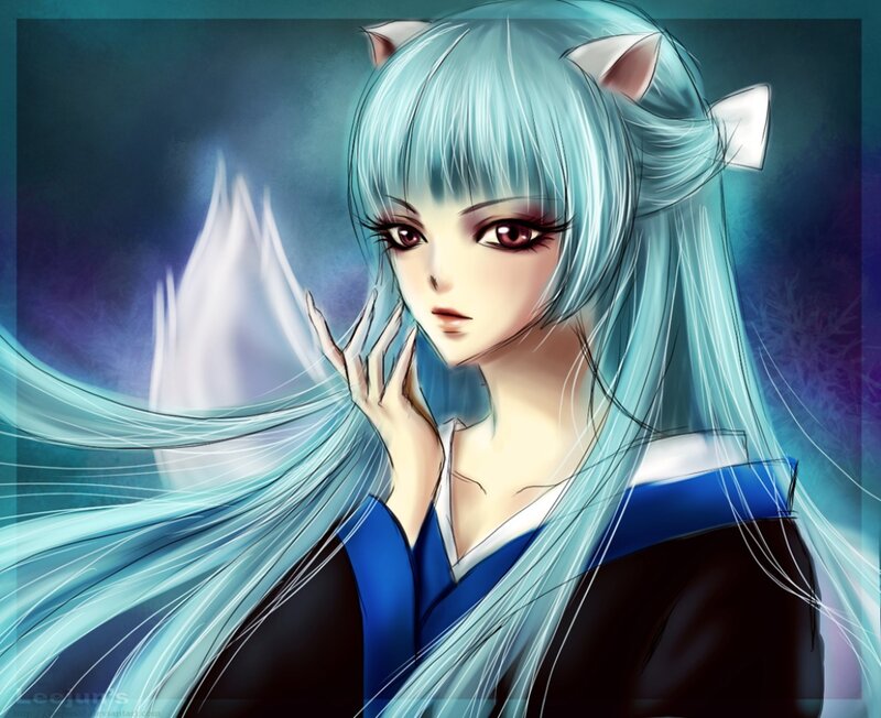 Anime Girl with Blue Hair — Dramatic, Digital Art, Cat Ears