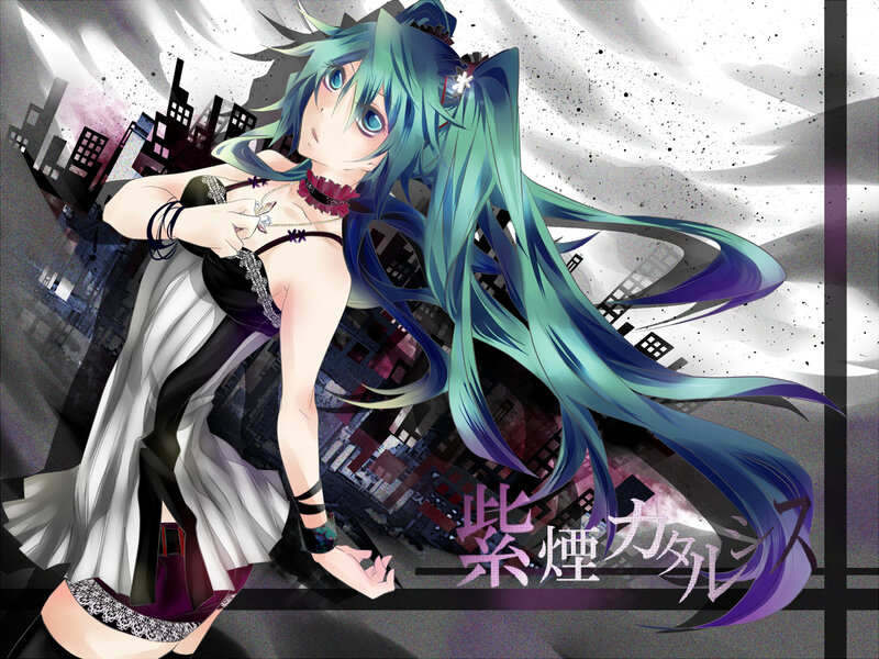 Anime Girl with Blue Hair — Dramatic, Digital Art, Cityscape