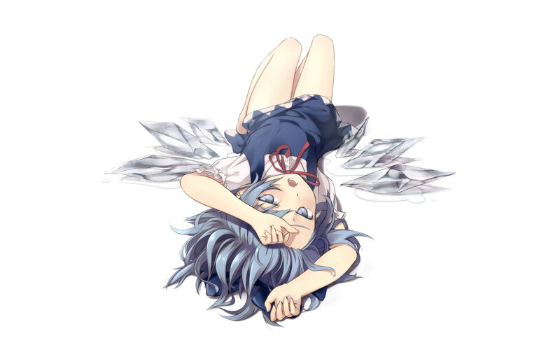Anime Girl with Blue Hair — Dramatic, Digital Art, Crystal Shards