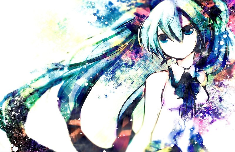 Anime Girl with Blue Hair — Dramatic, Digital Art, Eyes, Background