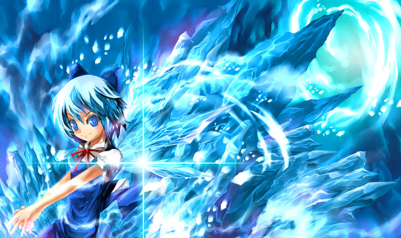 Anime Girl with Blue Hair — Dramatic, Digital Art, Ice