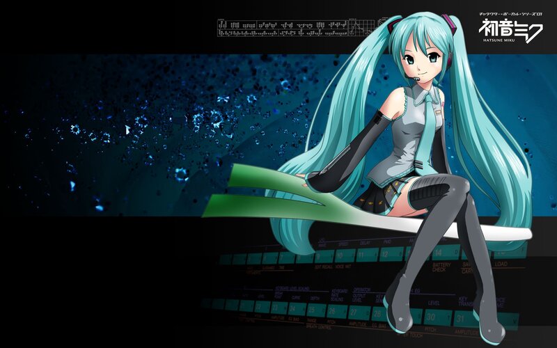 Anime Girl with Blue Hair — Dramatic, Digital Art, Microphone, Control Panel