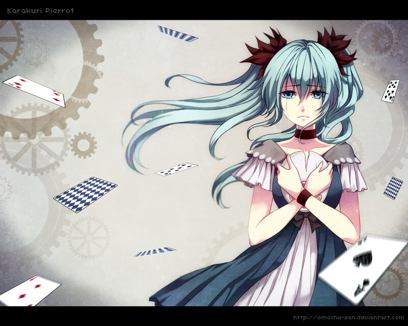 Anime Girl with Blue Hair — Dramatic, Digital Art, Playing Cards