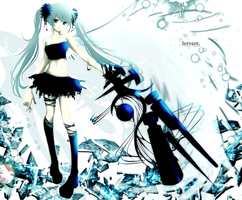 Anime Girl with Blue Hair — Dramatic, Digital Art, Skirt