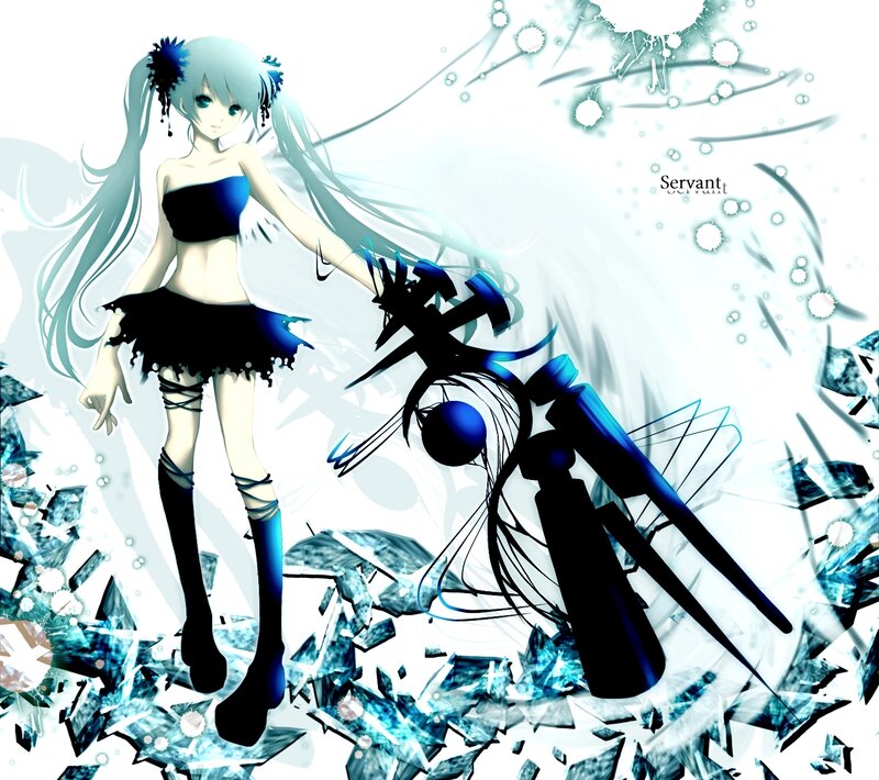 Anime Girl with Blue Hair — Dramatic, Digital Art, Tall Boots