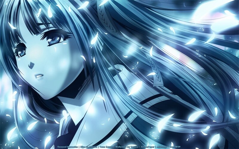 Anime Girl with Blue Hair — Dramatic, Eyes, Light