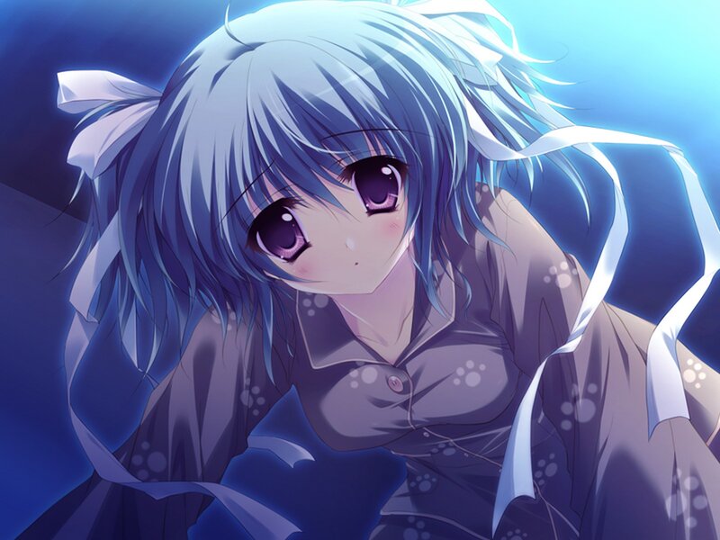 Anime Girl with Blue Hair — Dramatic, Eyes