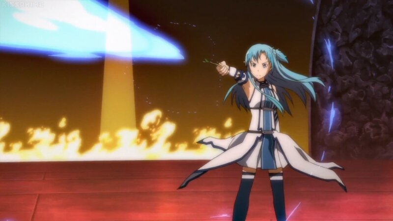 Anime Girl with Blue Hair — Dramatic, Fire