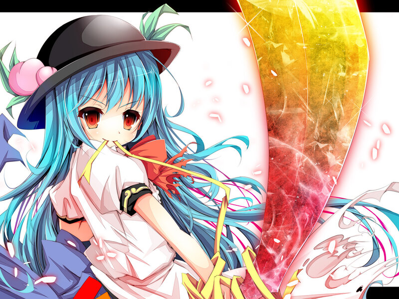 Anime Girl with Blue Hair — Dramatic, Hat