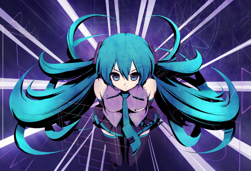 Anime Girl with Blue Hair — Dramatic, Long Hair, Headphones