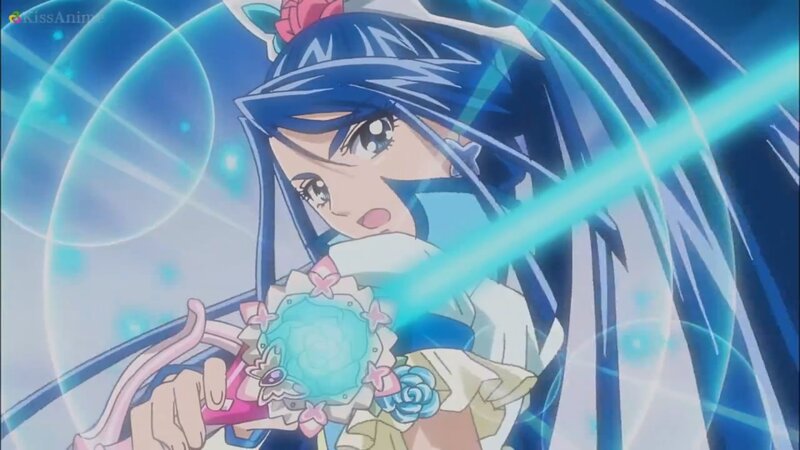 Anime Girl with Blue Hair — Dramatic, Magic Wand