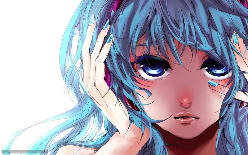 Anime Girl with Blue Hair — Dramatic, Manga, Tears