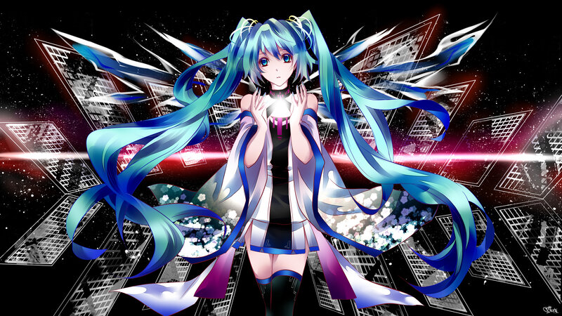 Anime Girl with Blue Hair — Dramatic, Night, Digital Art, Long Hair, Wings