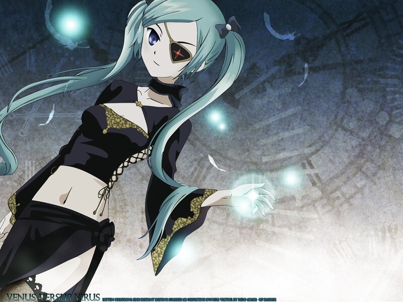 Anime Girl with Blue Hair — Dramatic, Night, Eyepatch