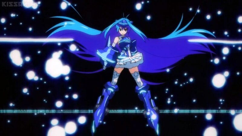 Anime Girl with Blue Hair — Dramatic, Night, Long Hair, Mecha Suit