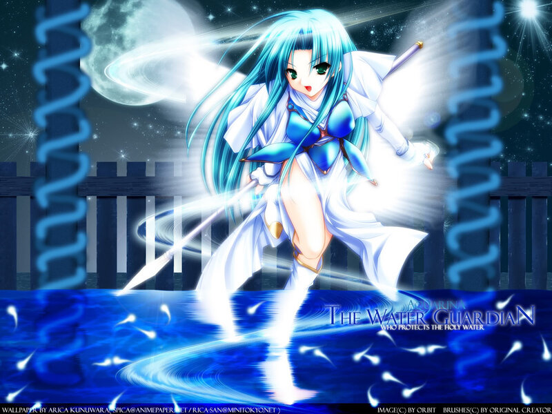 Anime Girl with Blue Hair — Dramatic, Night, Sword