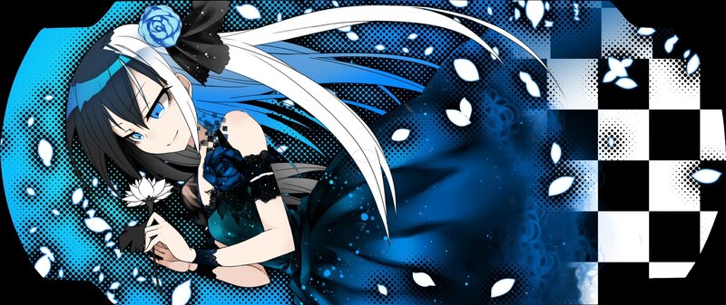Anime Girl with Blue Hair — Dramatic, Rose