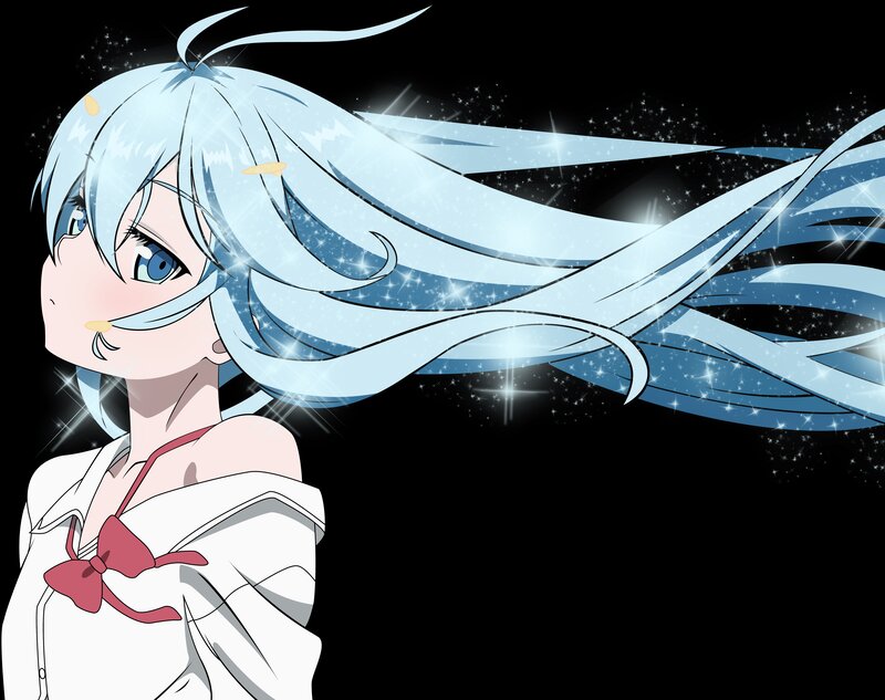 Anime Girl with Blue Hair — Dramatic, Sparkles