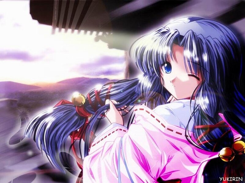 Anime Girl with Blue Hair — Dramatic, Sunset, Clothing