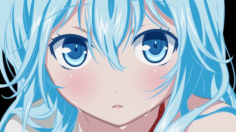 Anime Girl with Blue Hair — Dramatic, Tears