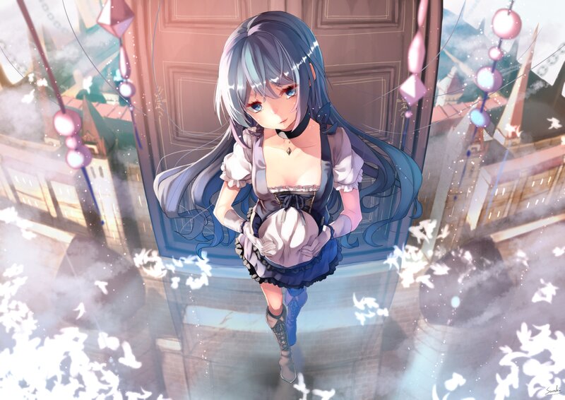 Anime Girl with Blue Hair — Dreamy, Afternoon