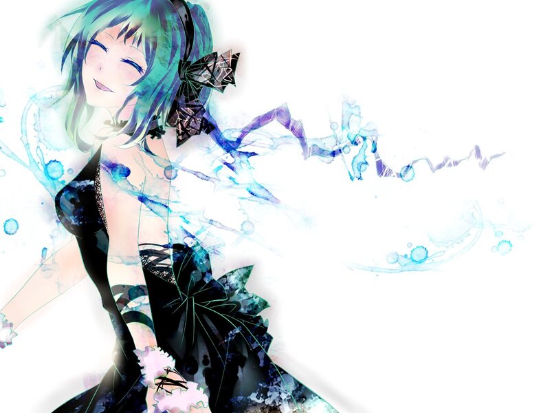 Anime Girl with Blue Hair — Dreamy, Digital Art, Bow