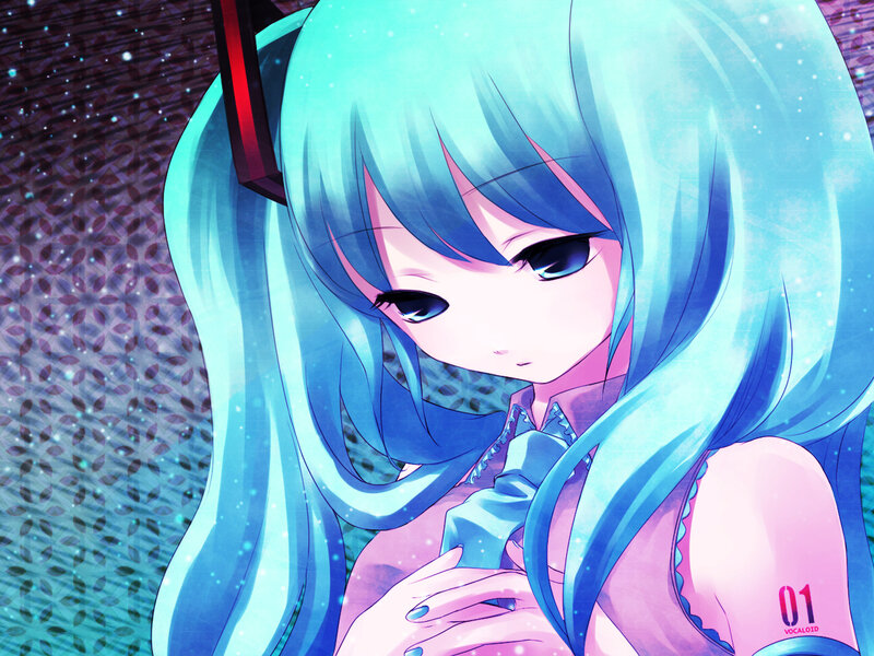Anime Girl with Blue Hair — Dreamy, Digital Art, Long Hair, Pink Dress