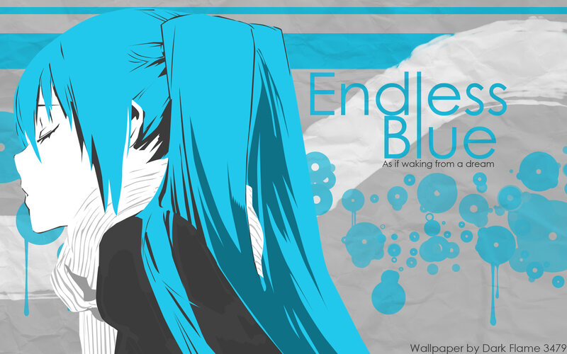 Anime Girl with Blue Hair — Dreamy, Digital Art, Text
