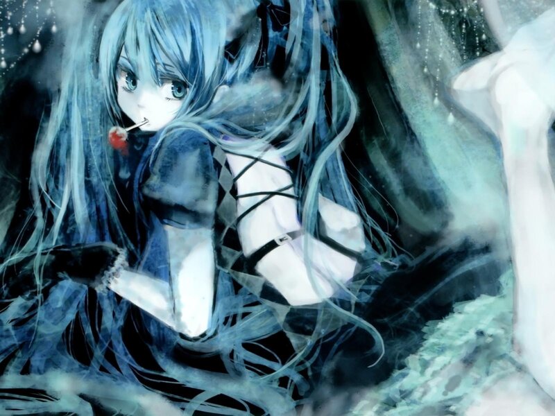 Anime Girl with Blue Hair — Dreamy, Digital Art