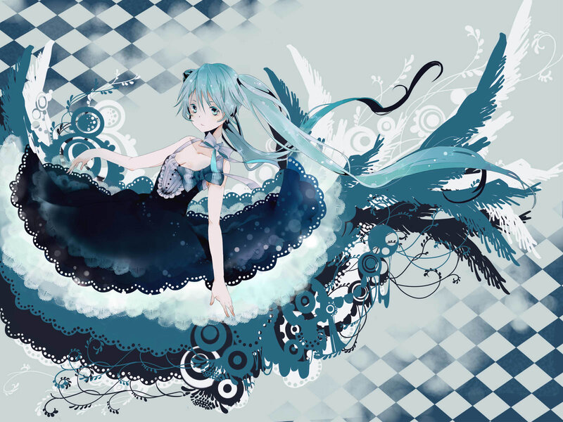 Anime Girl with Blue Hair — Dreamy, Digital Art, Wings