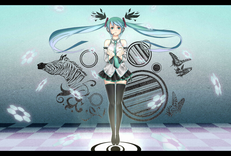 Anime Girl with Blue Hair — Dreamy, Digital Art, Zebra