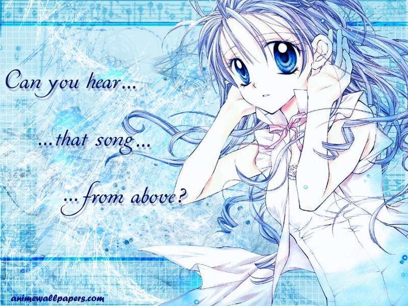 Anime Girl with Blue Hair — Dreamy, Text