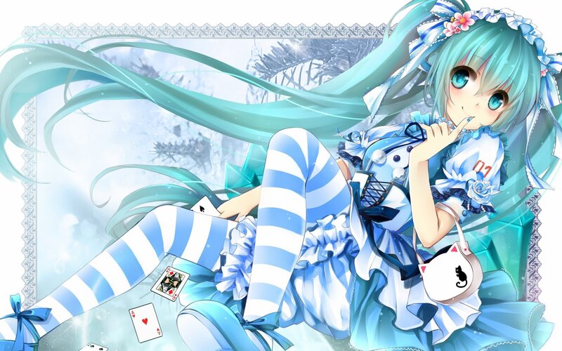 Anime Girl with Blue Hair — Dreamy, Winter