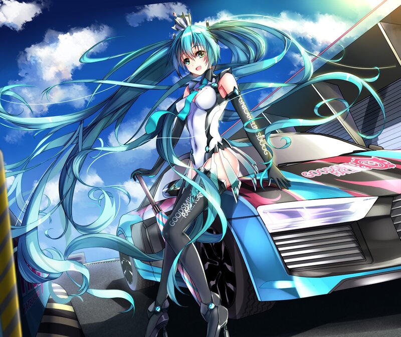 Anime Girl with Blue Hair — Dynamic, Afternoon, Digital Art