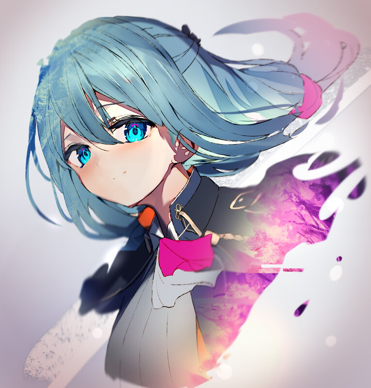 Anime Girl with Blue Hair — Dynamic, Digital Art, Blue Hair