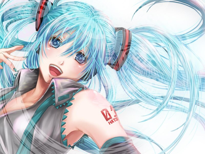 Anime Girl with Blue Hair — Dynamic, Digital Art, Headphones, Pigtails