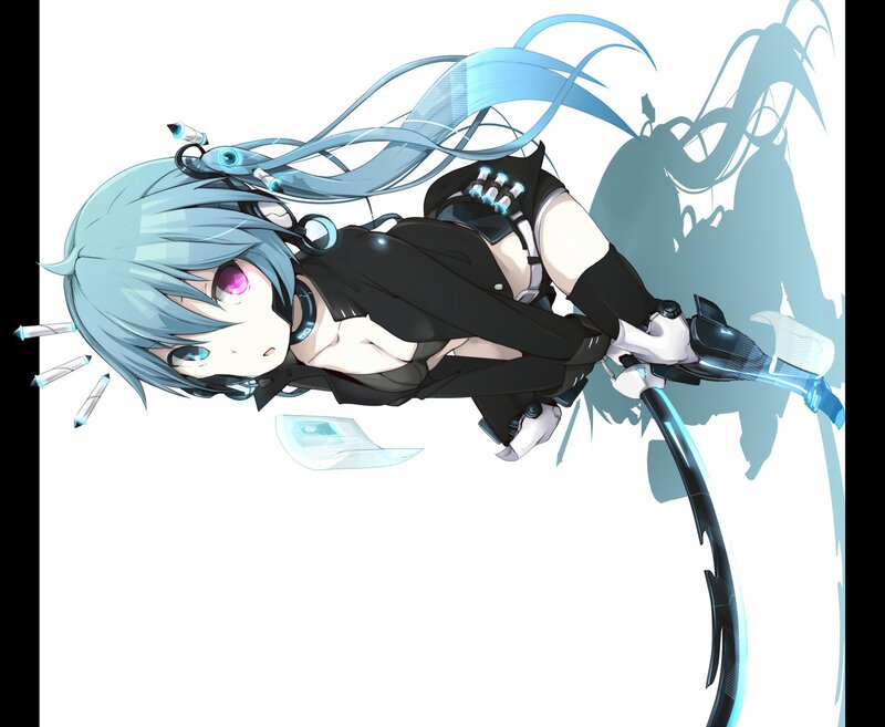 Anime Girl with Blue Hair — Dynamic, Digital Art, Long Hair, Weapon