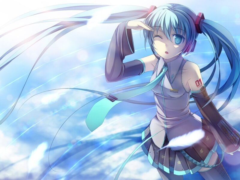 Anime Girl with Blue Hair — Dynamic, Digital Art, Pigtails