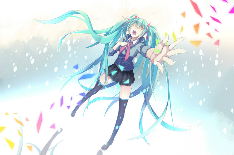 Anime Girl with Blue Hair — Dynamic, Digital Art, School Uniform