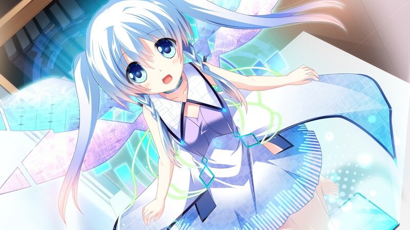 Anime Girl with Blue Hair — Dynamic, Digital Interface