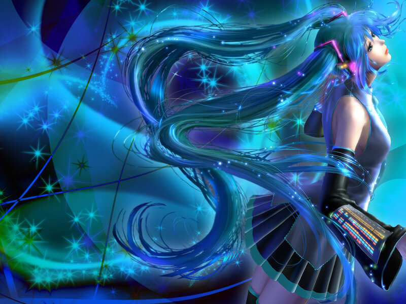 Anime Girl with Blue Hair — Dynamic, Energetic