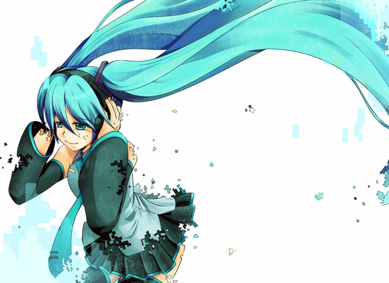 Anime Girl with Blue Hair — Dynamic, Headphones