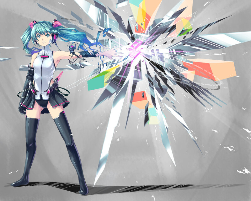 Anime Girl with Blue Hair — Dynamic, Intense
