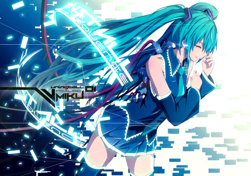 Anime Girl with Blue Hair — Dynamic, Long Hair, Digital Effects