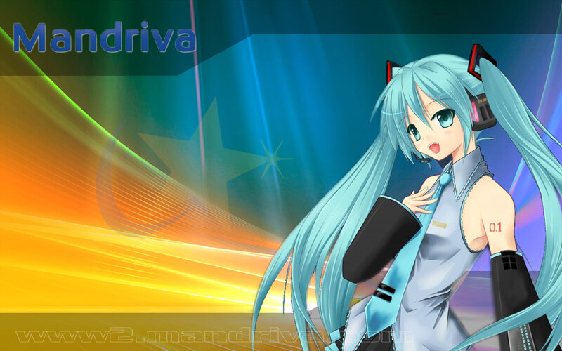 Anime Girl with Blue Hair — Dynamic, Long Hair, Headset, Microphone