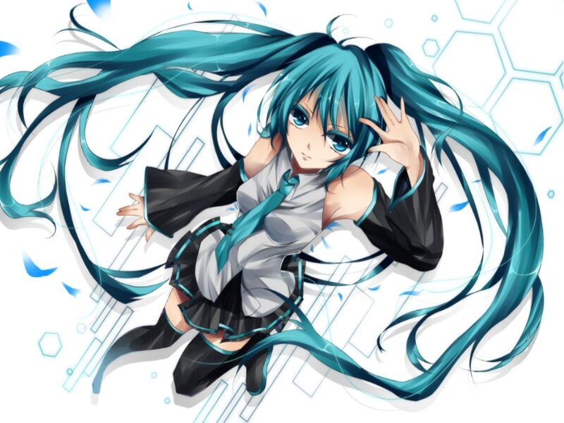 Anime Girl with Blue Hair — Dynamic, Long Hair