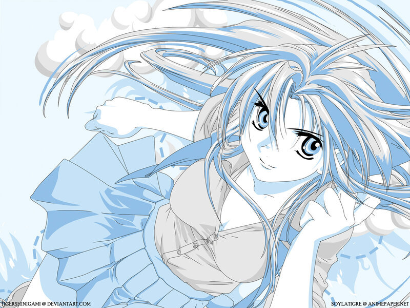Anime Girl with Blue Hair — Dynamic, Manga, Eyes