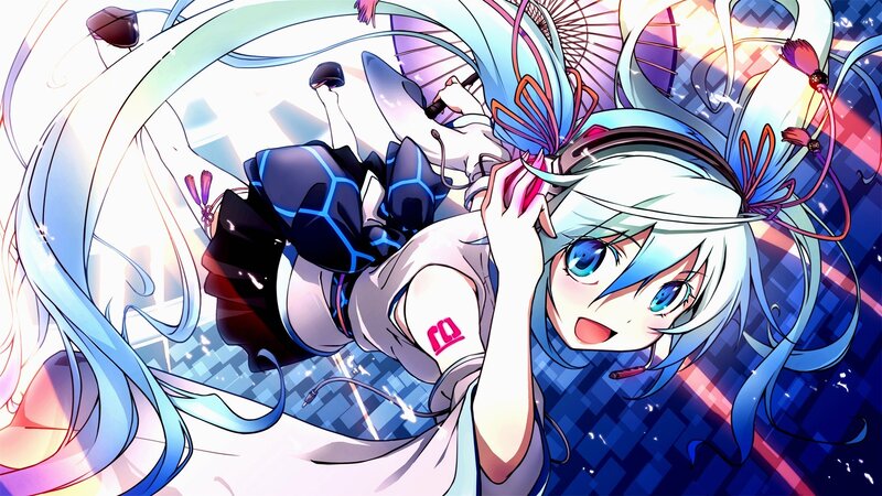 Anime Girl with Blue Hair — Dynamic, Microphone, Headphones