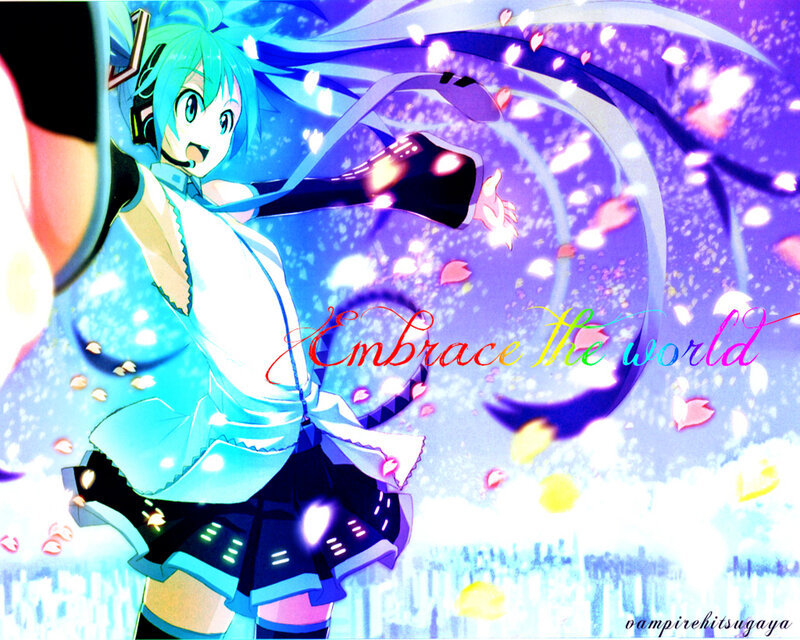 Anime Girl with Blue Hair — Dynamic, Night, Digital Art, Cherry Blossoms